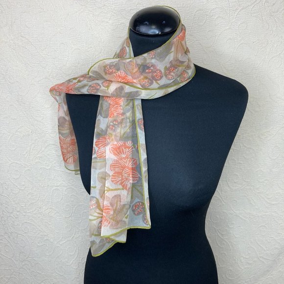 Vera Neumann 60s Butterfly Vintage Silk Chiffon Oblong Scarf - Picture 3 of 9